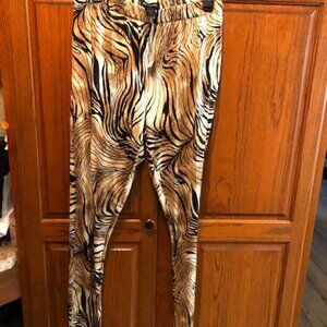 Ashley Stewart Brown, Black and tan sparkle elastic pants  size 14